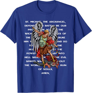 Saint Michael The Archangel Catholic Prayer T-Shirt - T-Shirt | Royal