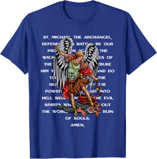 Saint Michael The Archangel Catholic Prayer T-Shirt - T-Shirt | Royal
