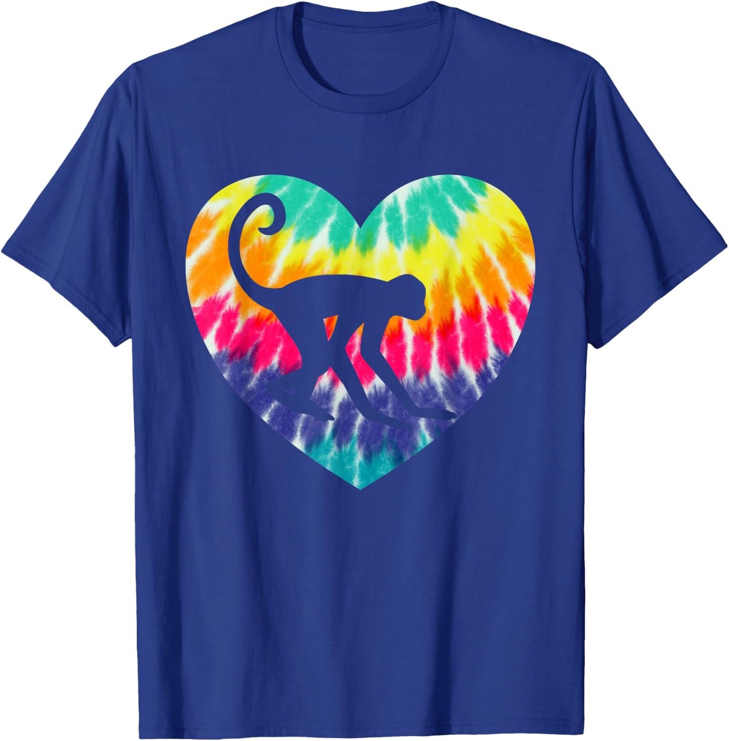 Spider Monkey Heart With Tie dye Print For Monkey Lover T-Shirt - T-Shirt | Royal