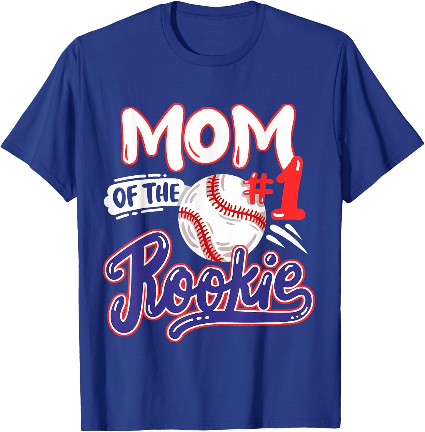 Mom of Rookie 1st Baseball Birthday Party Theme Matching T-Shirt - T-Shirt | Royal