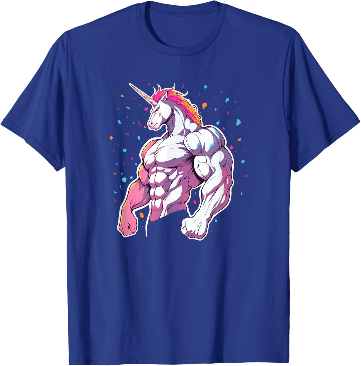 Buff Big Muscle Unicorn Illustration - Funny Strong Gym T-Shirt - T-Shirt | Royal