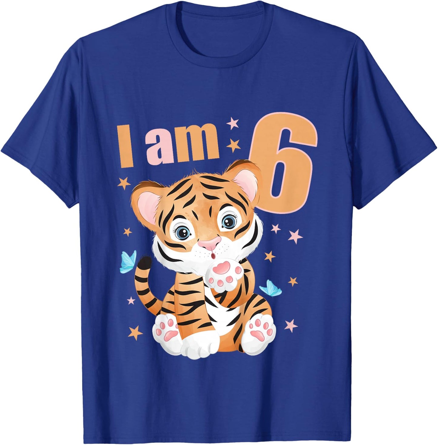 6 Years old 6 birthday outfit Boy girl Tiger T-Shirt - T-Shirt | Royal