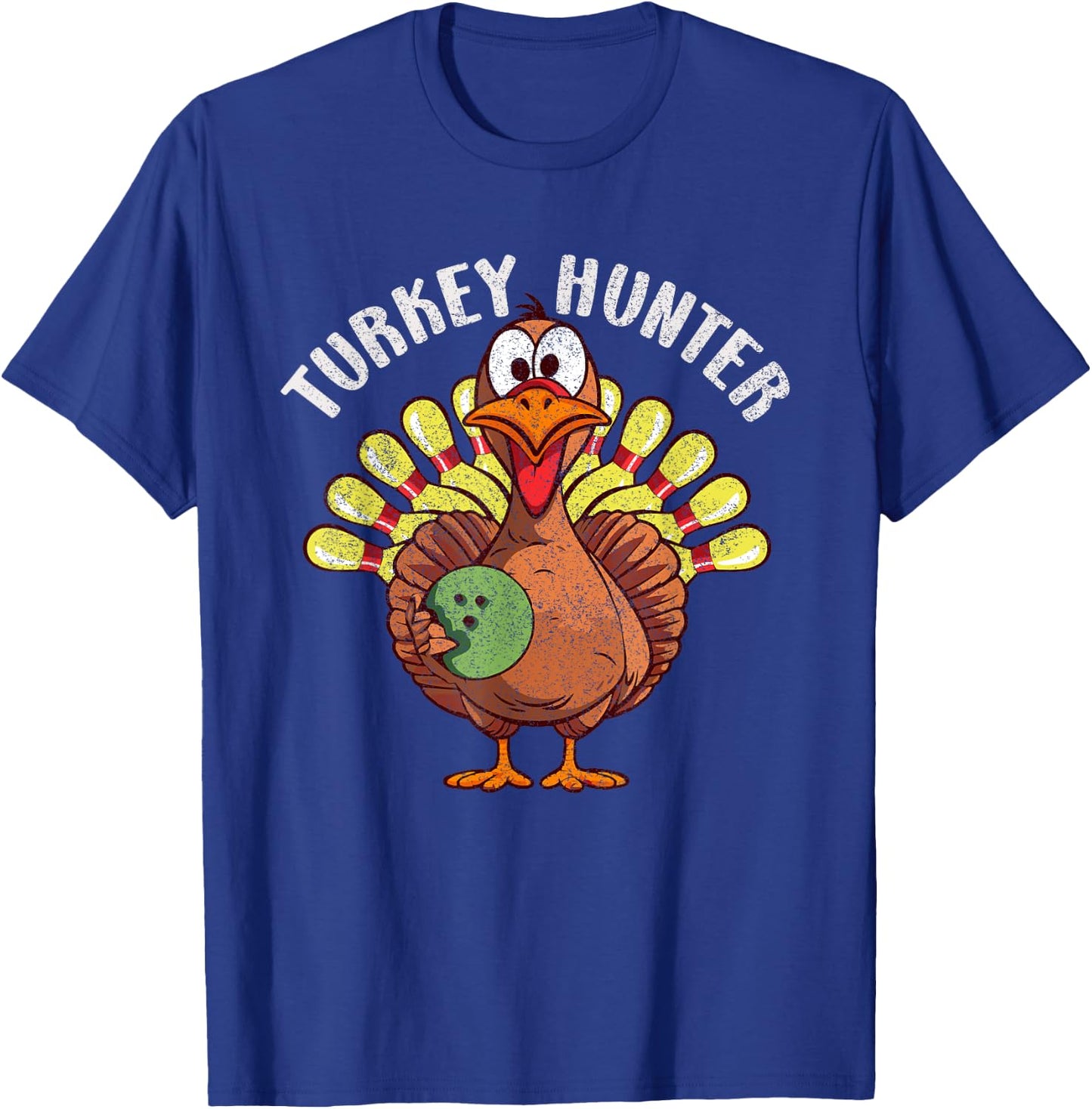 Turkey Hunter Funny Turkey Bowling Player Thanksgiving Day T-Shirt - T-Shirt | Royal