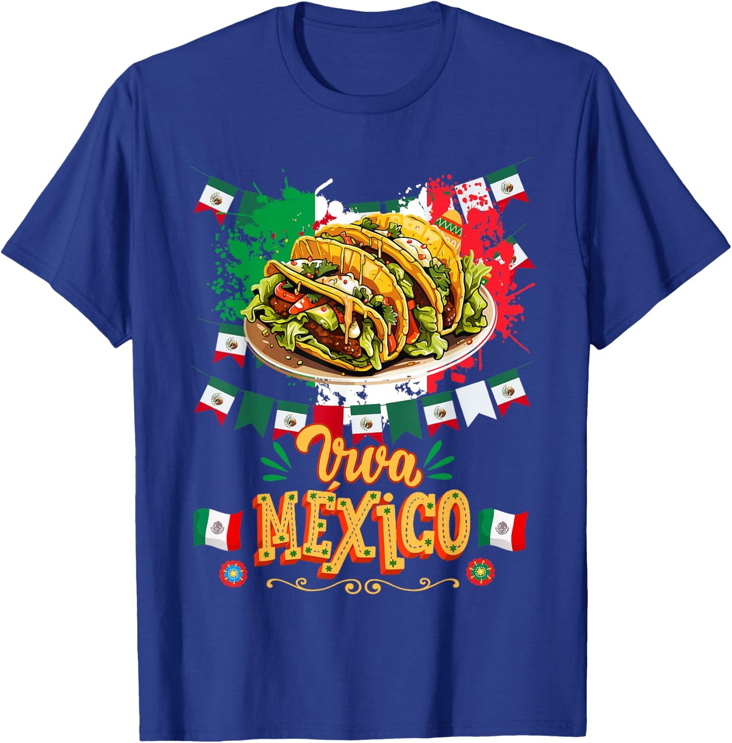 Mexican Flag Taco Idea For Kids & Mexican Independence Day T-Shirt - T-Shirt | Royal