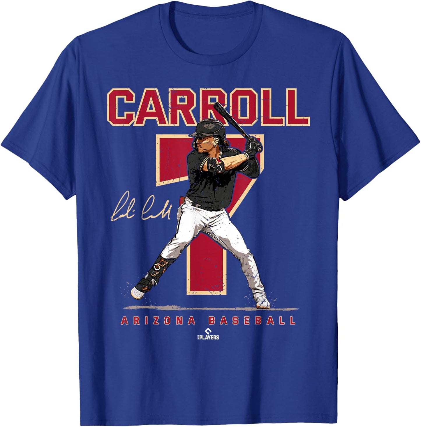 Number and Portrait Corbin Carroll Arizona T-Shirt - T-Shirt | Royal