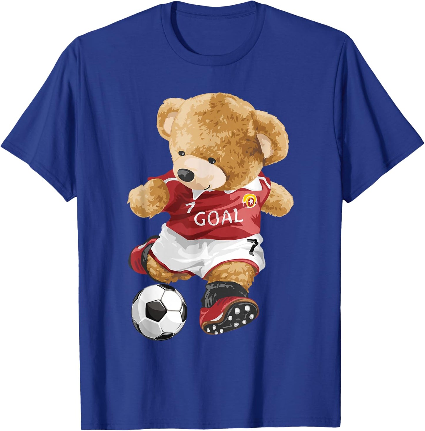 Cute teddy bear playing soccer T-Shirt - T-Shirt | Royal