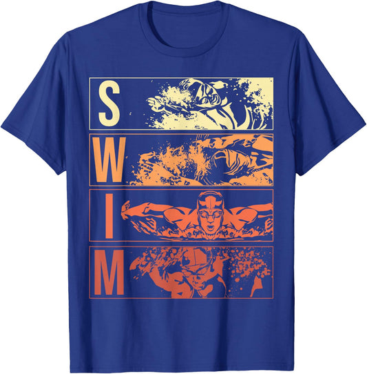 Retro Swimming Water Swim Sports Theme Swimmers Athlete T-Shirt - T-Shirt | Royal