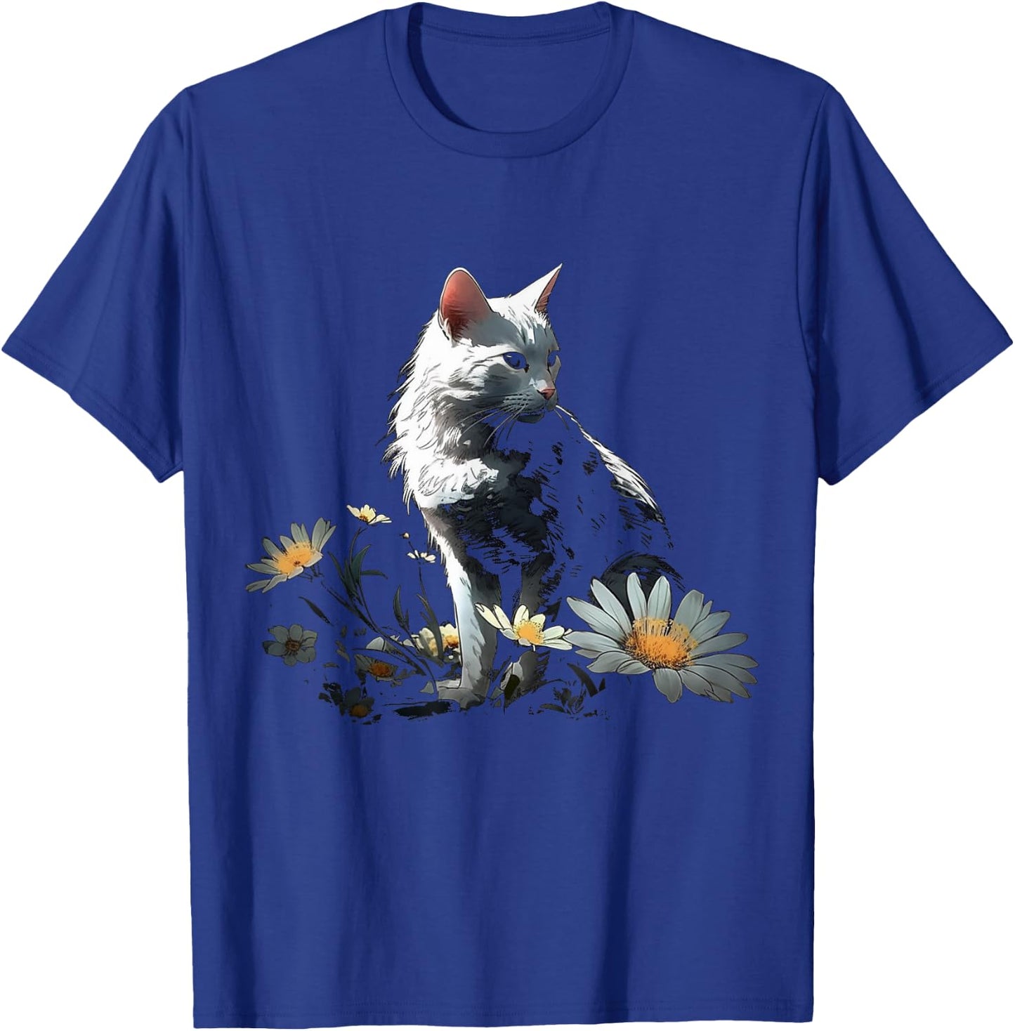 Cat Flowers Artwork - Cat Motif Animal Cat Women Kids T-Shirt - T-Shirt | Royal