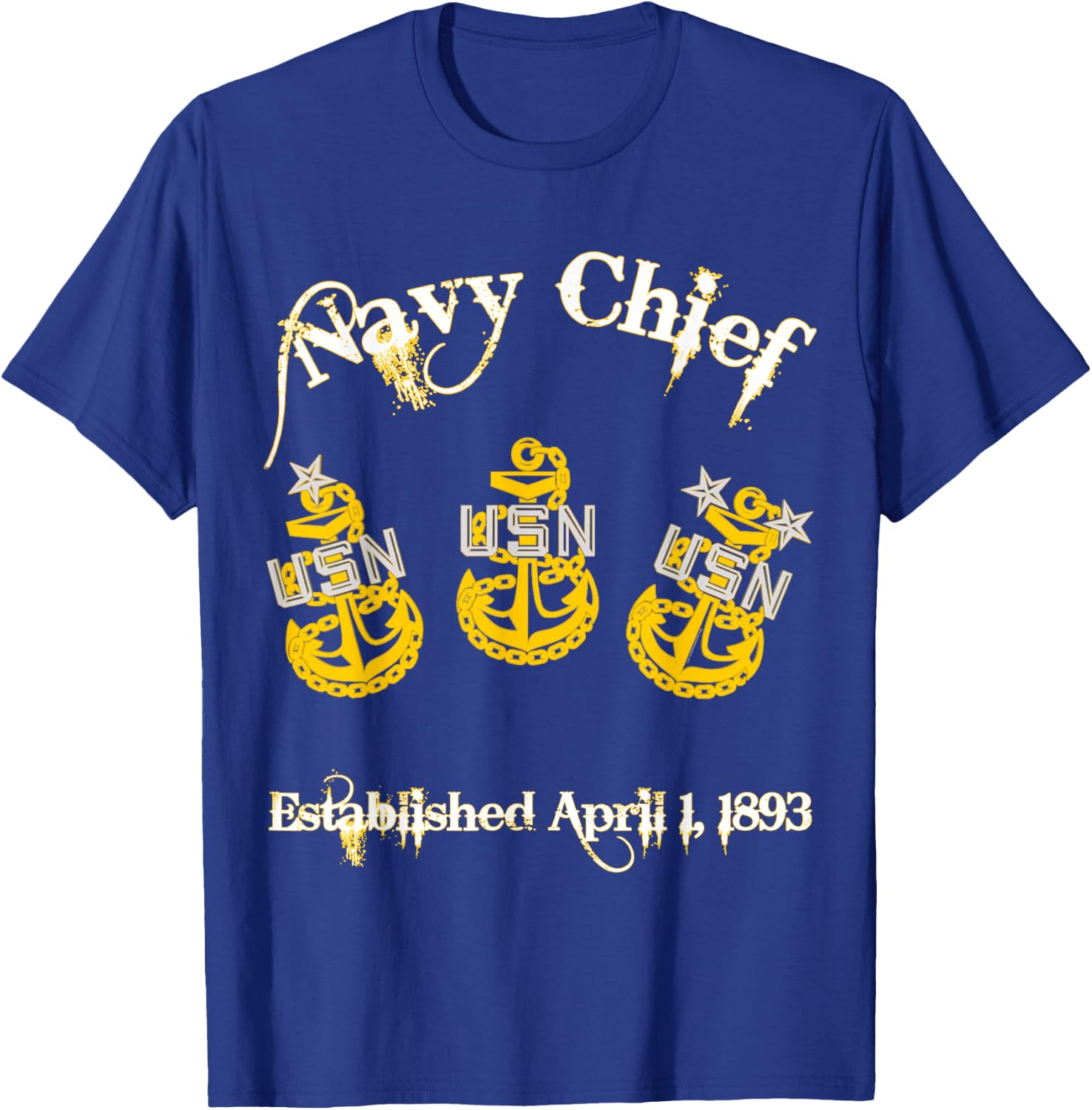 Navy Chief Tri-Anchor 1893 T-Shirt - T-Shirt | Royal
