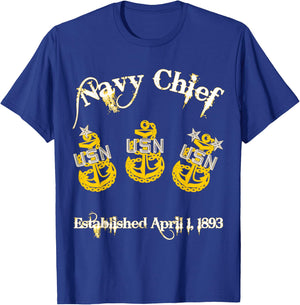 Navy Chief Tri-Anchor 1893 T-Shirt - T-Shirt | Royal