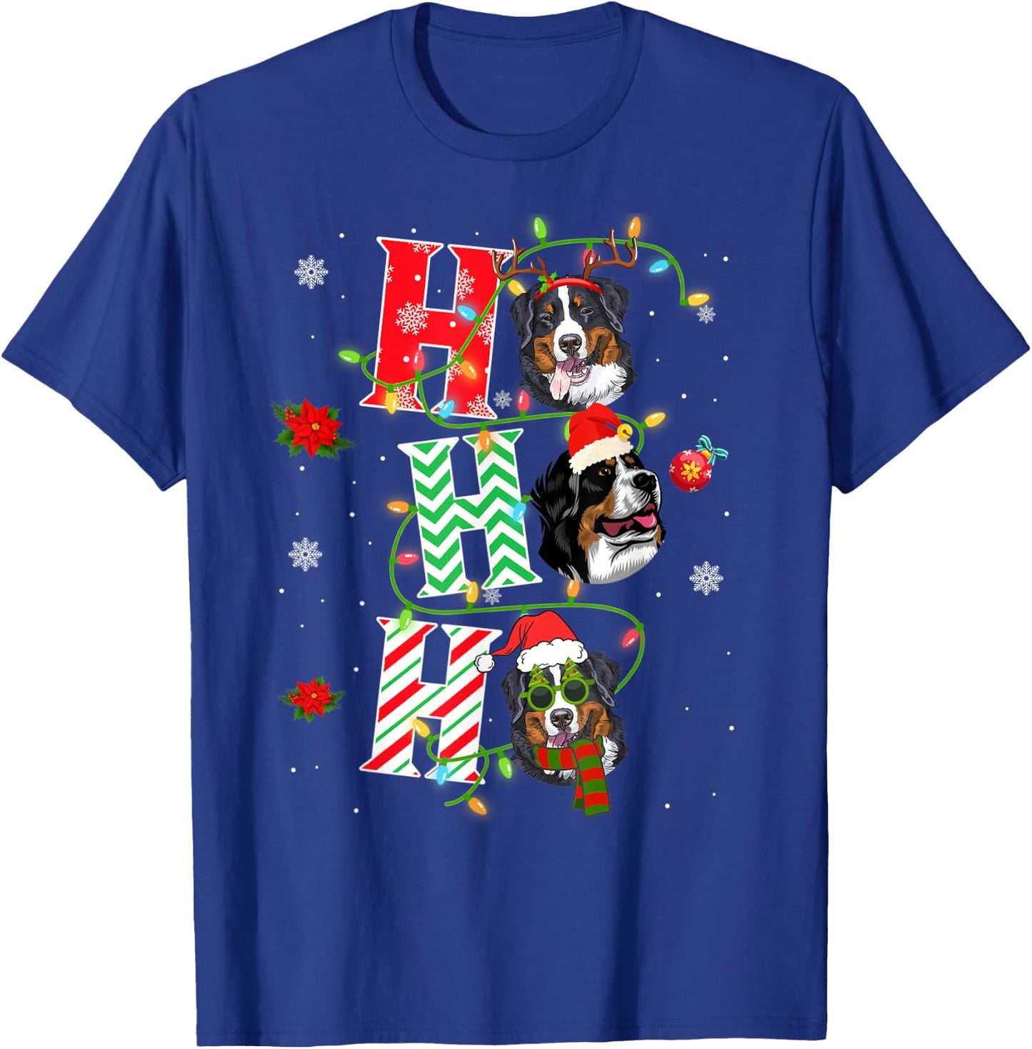 Christmas Ho Ho Ho Bernese Mountain Dog Funny Xmas Dog Women Kids T-Shirt - T-Shirt | Royal