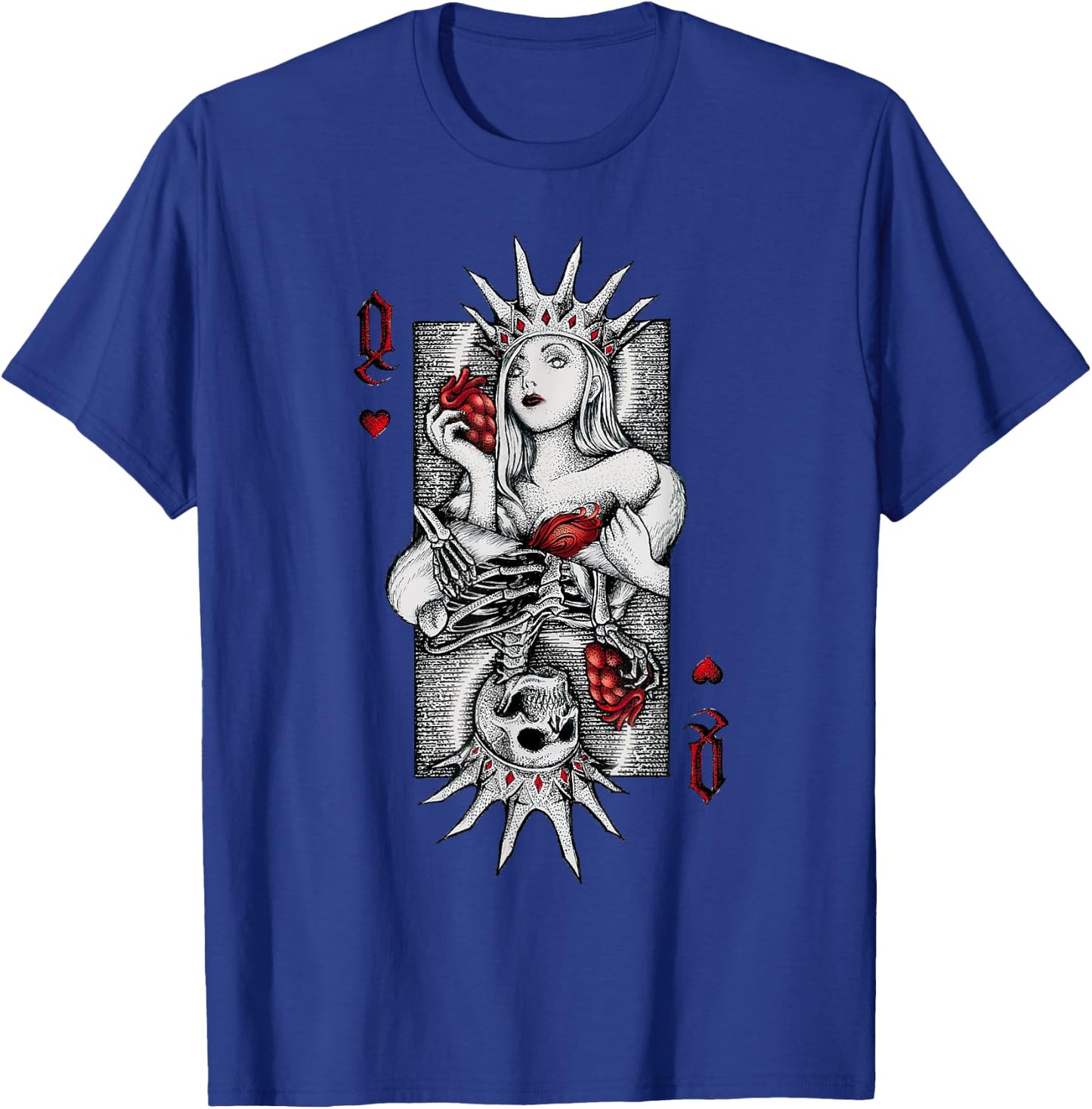 Skeleton Skull Queen of Hearts Costume Spooky Halloween Card T-Shirt - T-Shirt | Royal