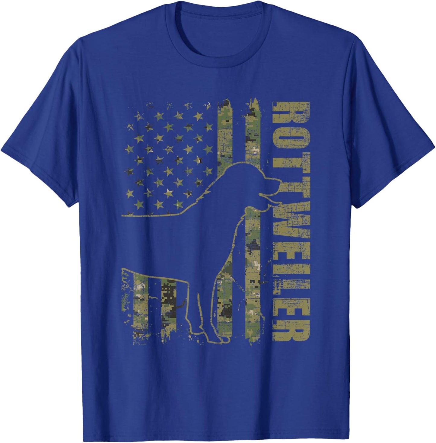 Rottweiler - USA American Flag Camouflage Dog Owner T-Shirt - T-Shirt | Royal