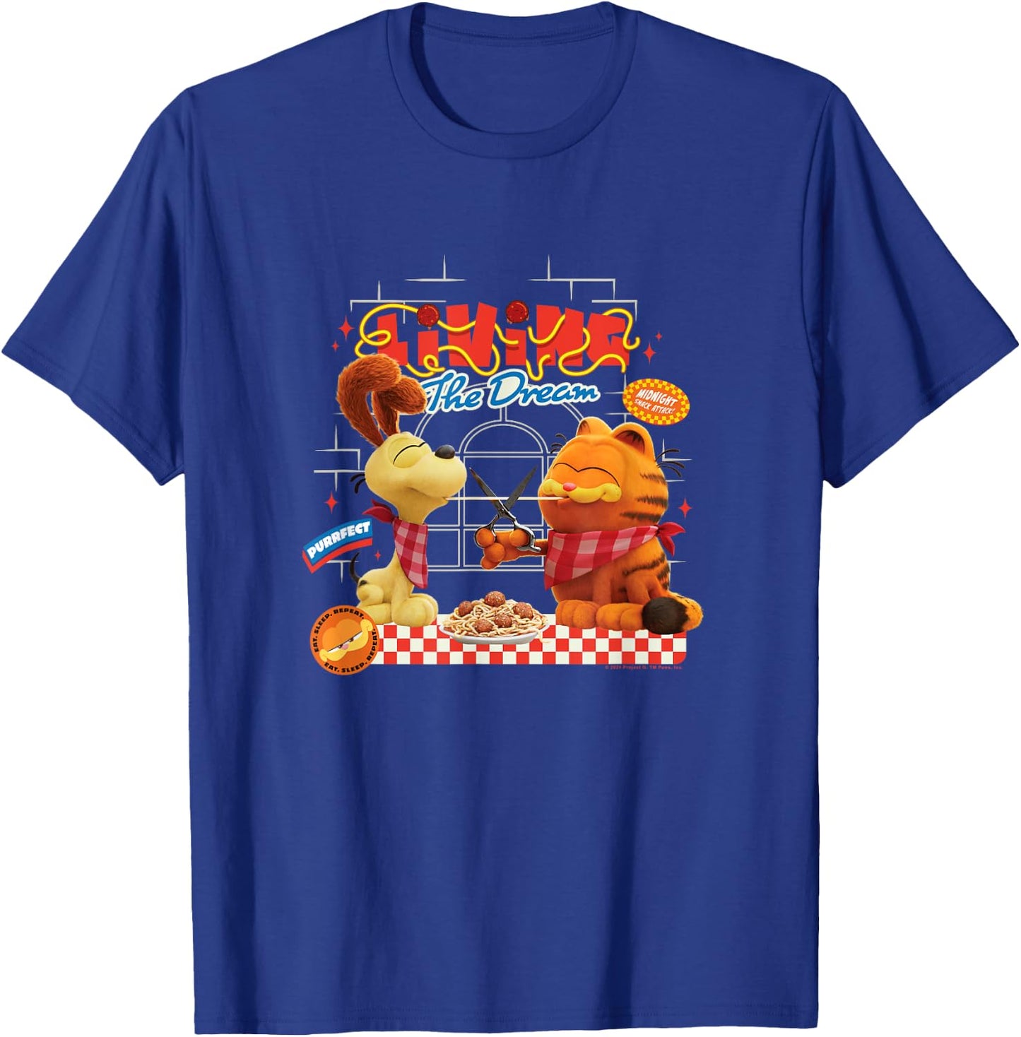 The Garfield Movie Living The Dream Garfield & Odie Pasta T-Shirt - T-Shirt | Royal