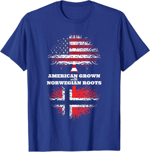 American Grown with Norwegian Roots Norway T-Shirt - T-Shirt | Royal