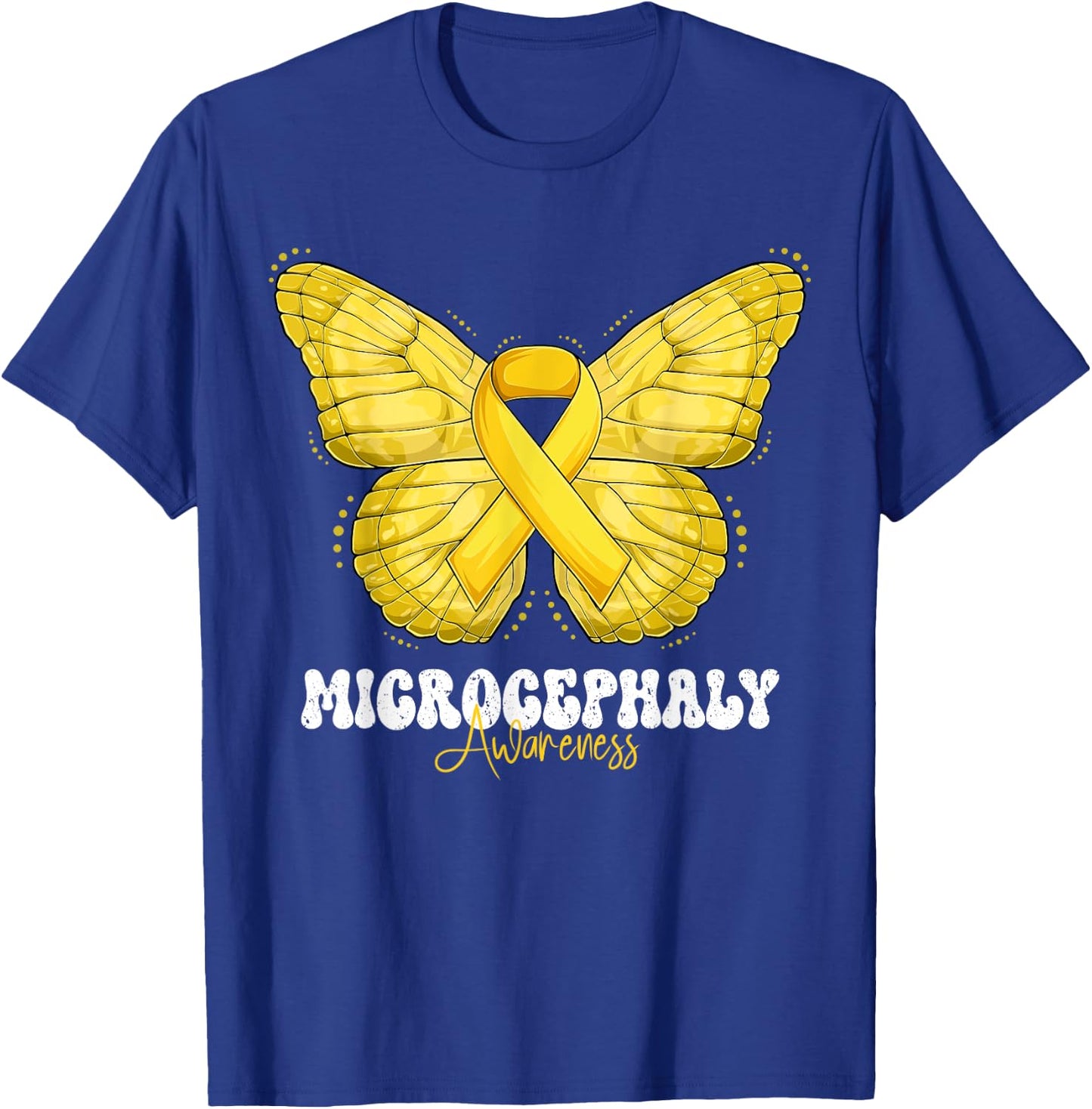 Microcephaly Awareness Month Yellow Ribbon Butterfly T-Shirt - T-Shirt | Royal