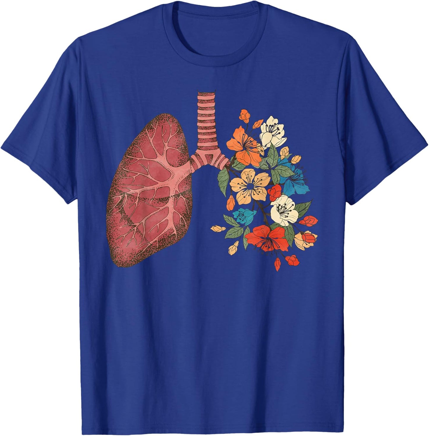Pulmonologist Floral Lung Anatomy Respiratory Therapist Life T-Shirt - T-Shirt | Royal