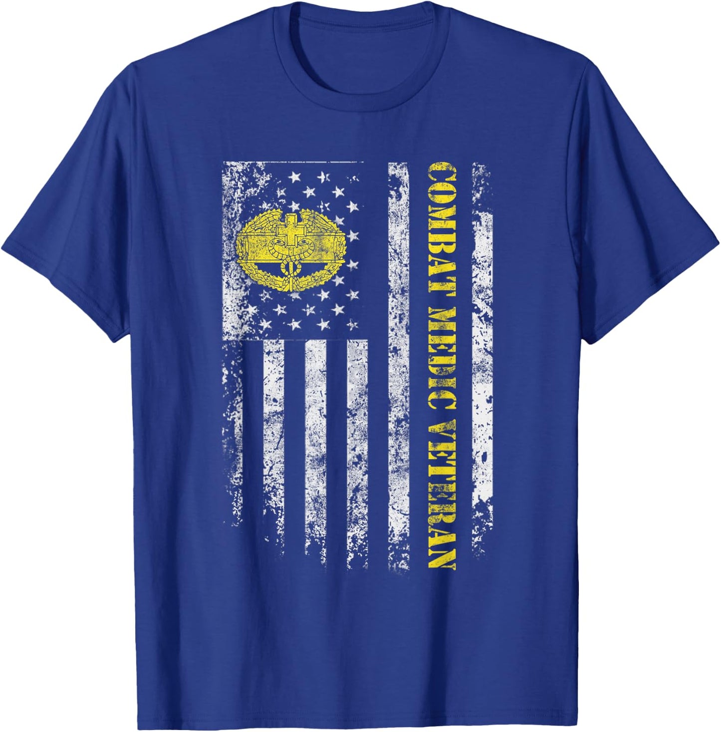 U.S Army Combat Medic Veteran Military American Flag Vintage T-Shirt - T-Shirt | Royal