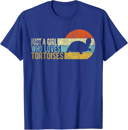 Just A Girl Who Loves Tortoises Turtle Lover Tortoise Retro T-Shirt - T-Shirt | Royal