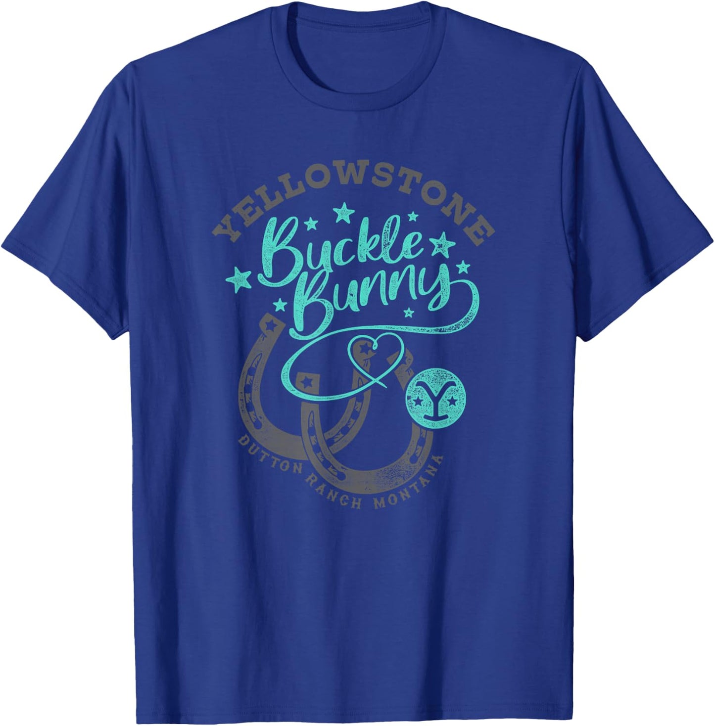 Yellowstone Dutton Ranch Buckle Bunny Western Logo T-Shirt - T-Shirt | Royal