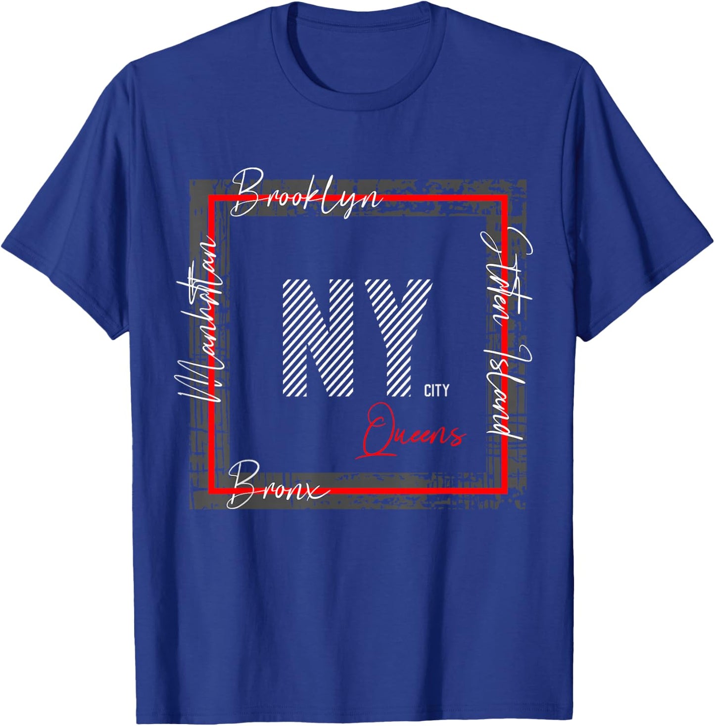NY Brooklyn Staten Island Manhattan Bronx Queens T-Shirt - T-Shirt | Royal