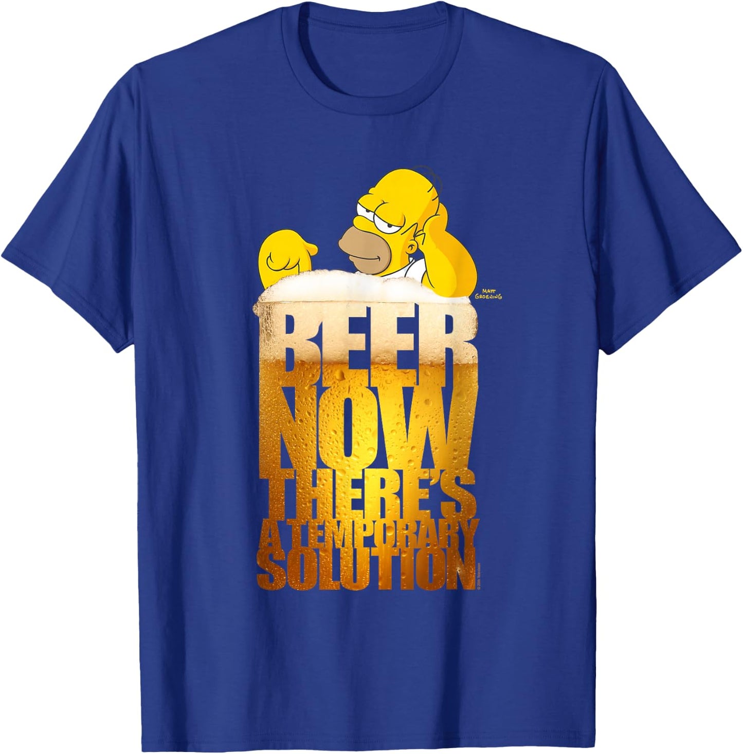 The Simpsons Homer Simpson Beer There's a Temporary Solution T-Shirt - T-Shirt | Royal
