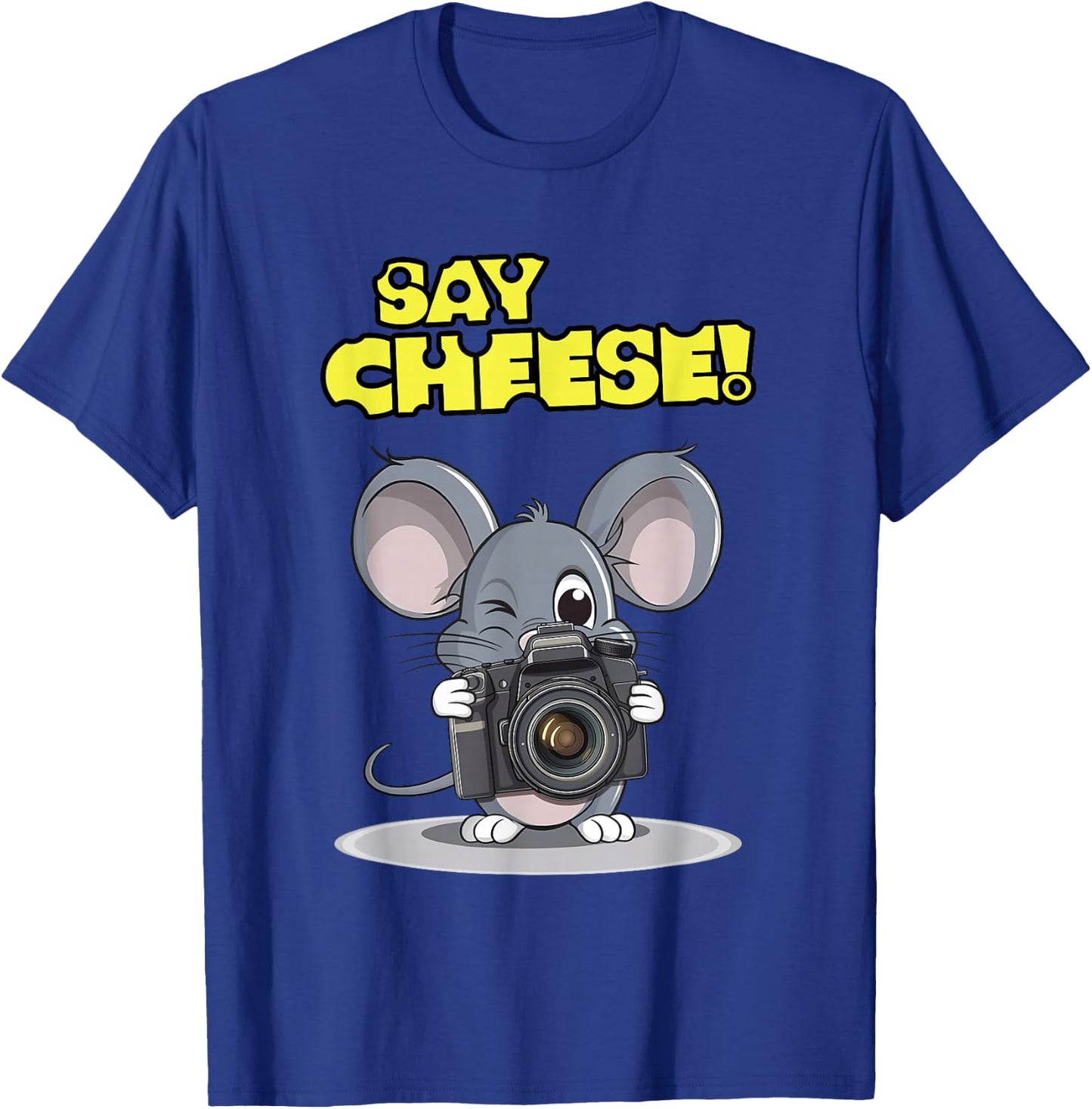 Say Cheese Funny Mouse Photographer Photo Camera Humor T-Shirt - T-Shirt | Royal