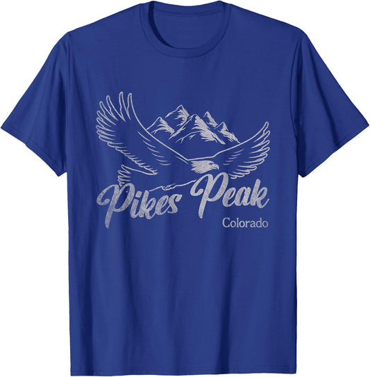 Vintage Pikes Peak Colorado Mountains Eagle T-Shirt - T-Shirt | Royal