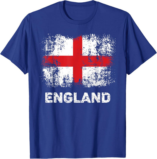 Retro English Flag Shirt Patriotic England Flag T-Shirt - T-Shirt | Royal