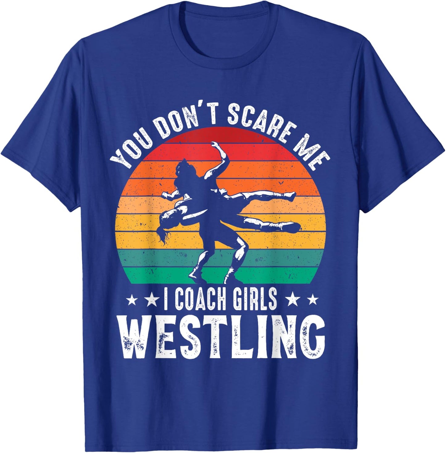 Girls Scholastic Wrestling Coach Folkstyle Wrestling Retro T-Shirt - T-Shirt | Royal