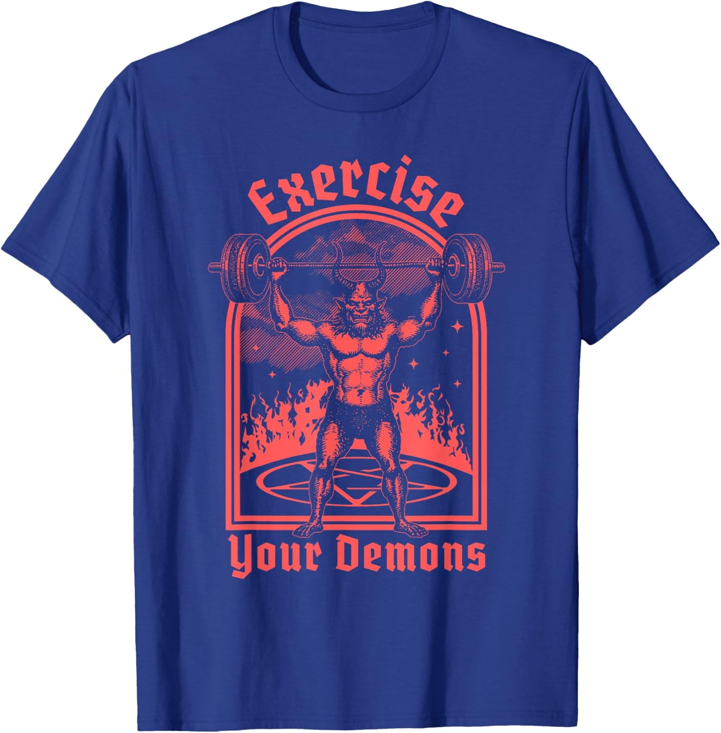 Exercise Your Demons - Satanic Baphomet Satan Funny Workout T-Shirt - T-Shirt | Royal