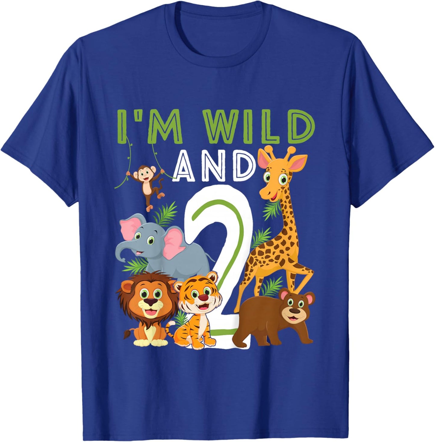 I'm Wild and Two Safari Zoo Animal Theme 2 Year Old Birthday T-Shirt - T-Shirt | Royal