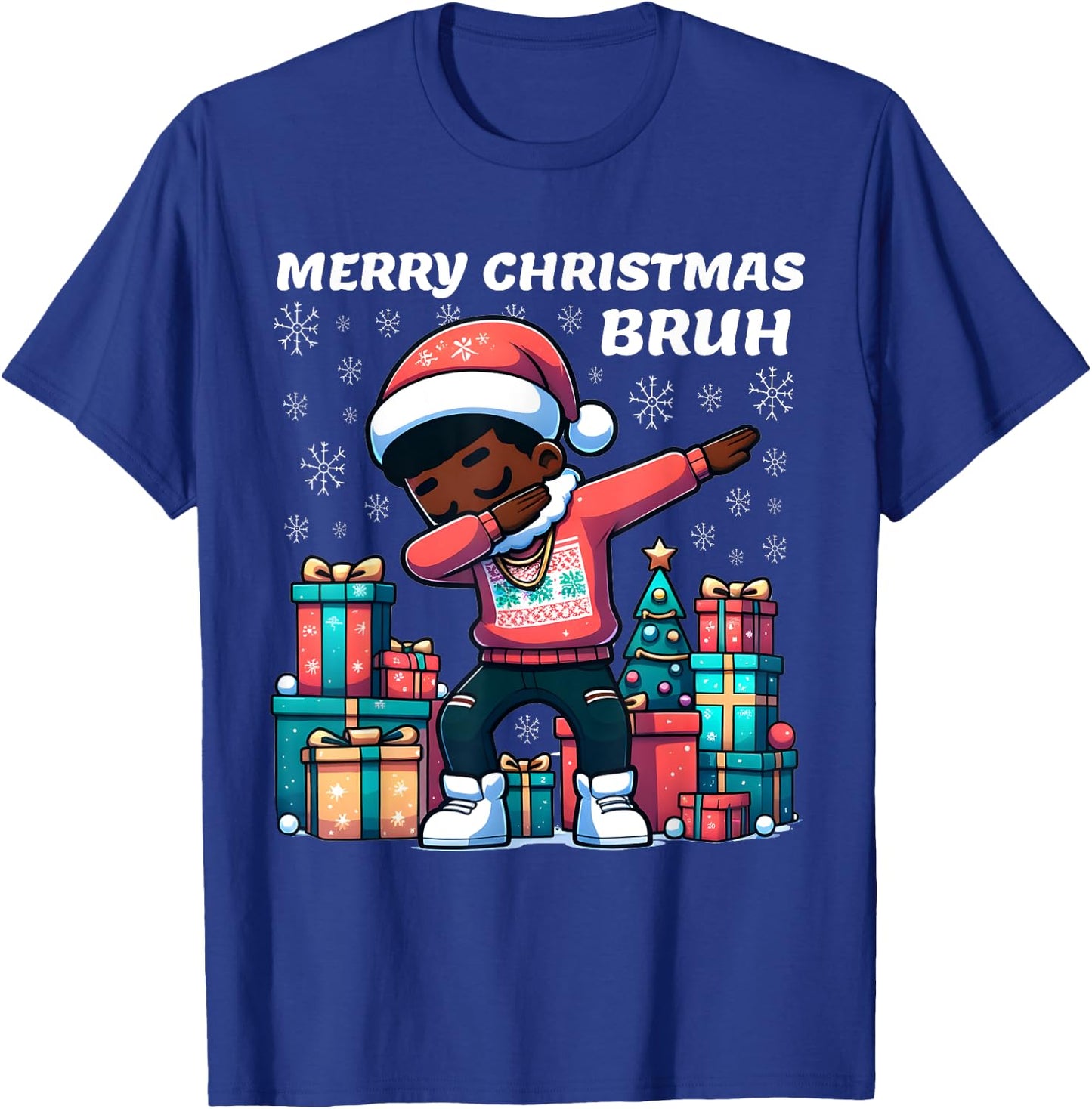 Dabbing Black Boy Merry Christmas Bruh African American Boys T-Shirt - T-Shirt | Royal