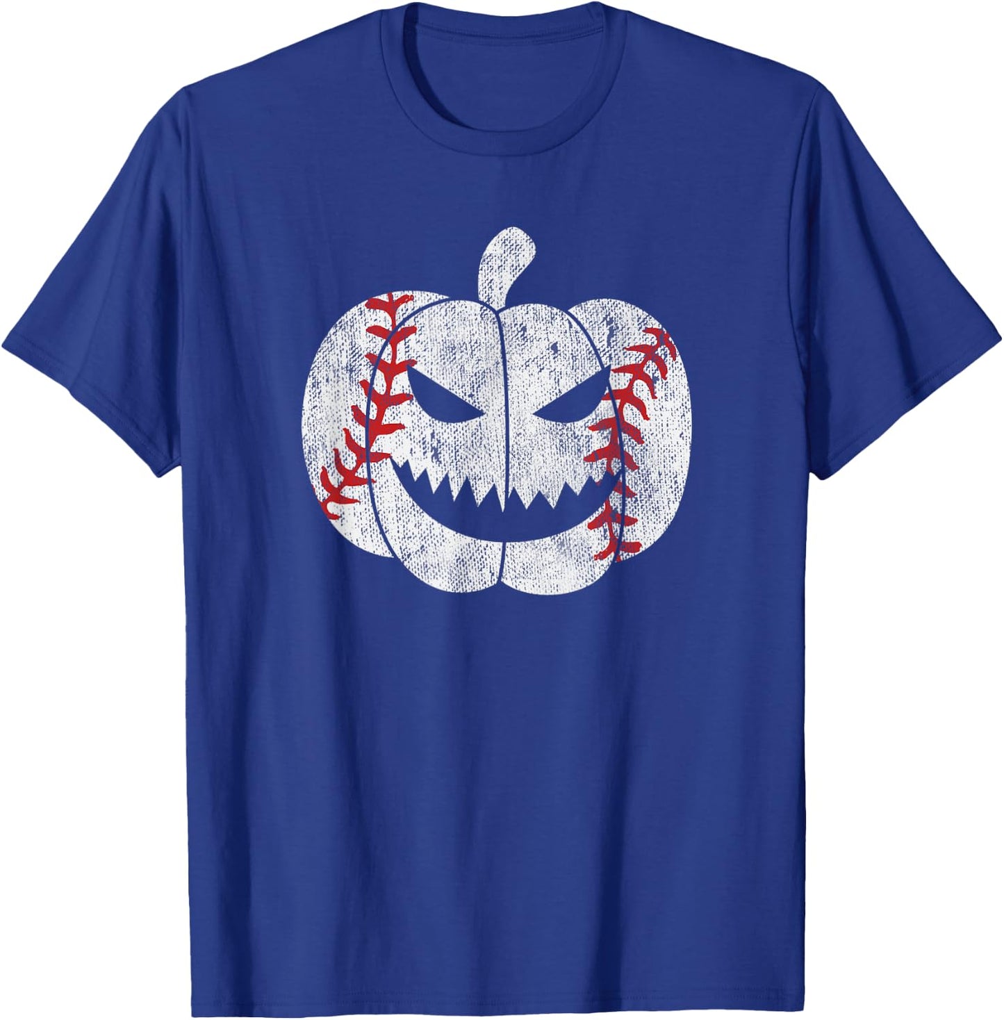 Baseball Player Scary Pumpkin Vintage Costume Halloween T-Shirt - T-Shirt | Royal