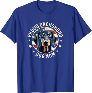 Proud Dachshund Mom American Flag, Dachshund Dog Mom T-Shirt - T-Shirt | Royal