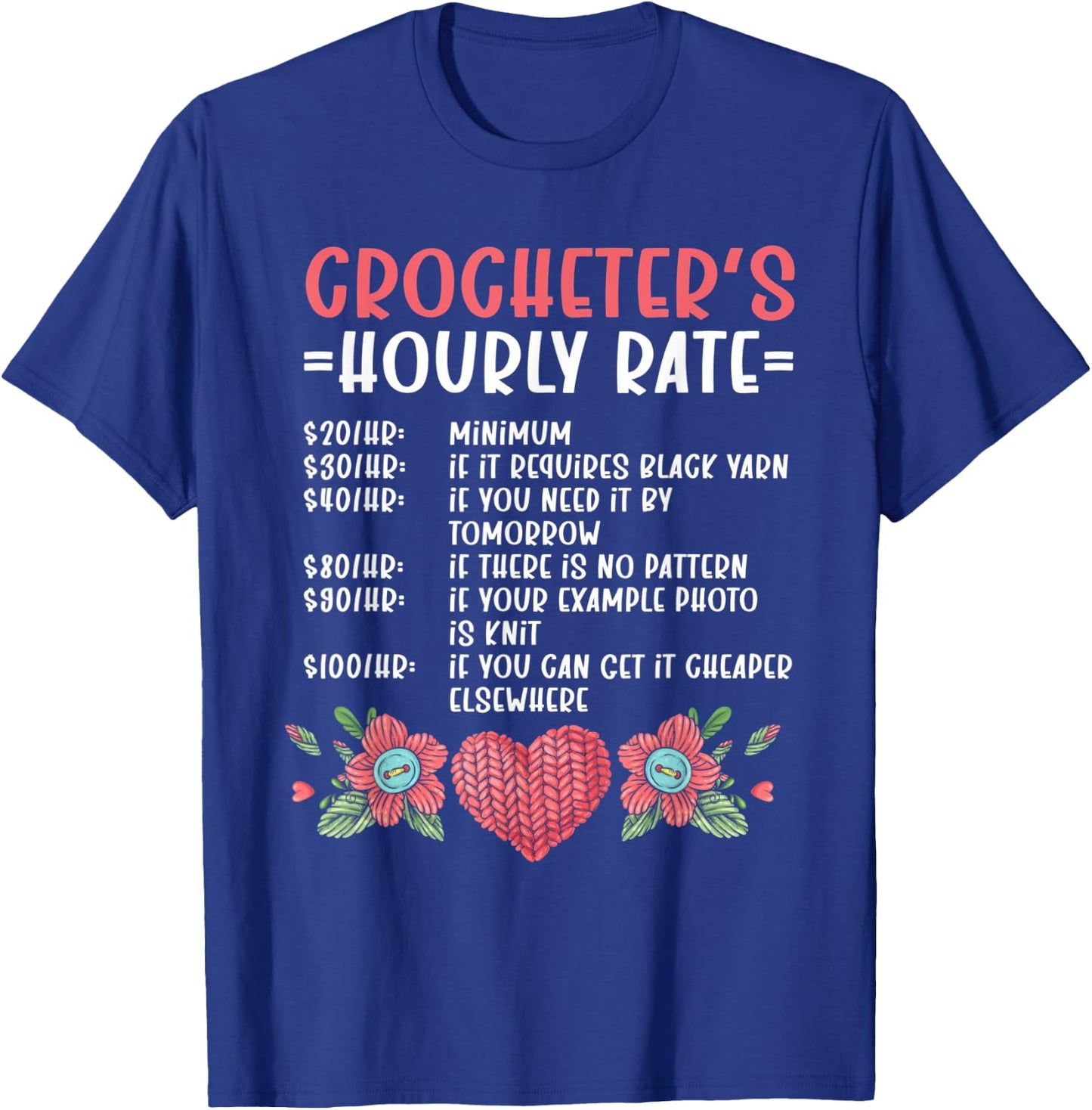 Crochet Yarn Crocheting T-Shirt - T-Shirt | Royal