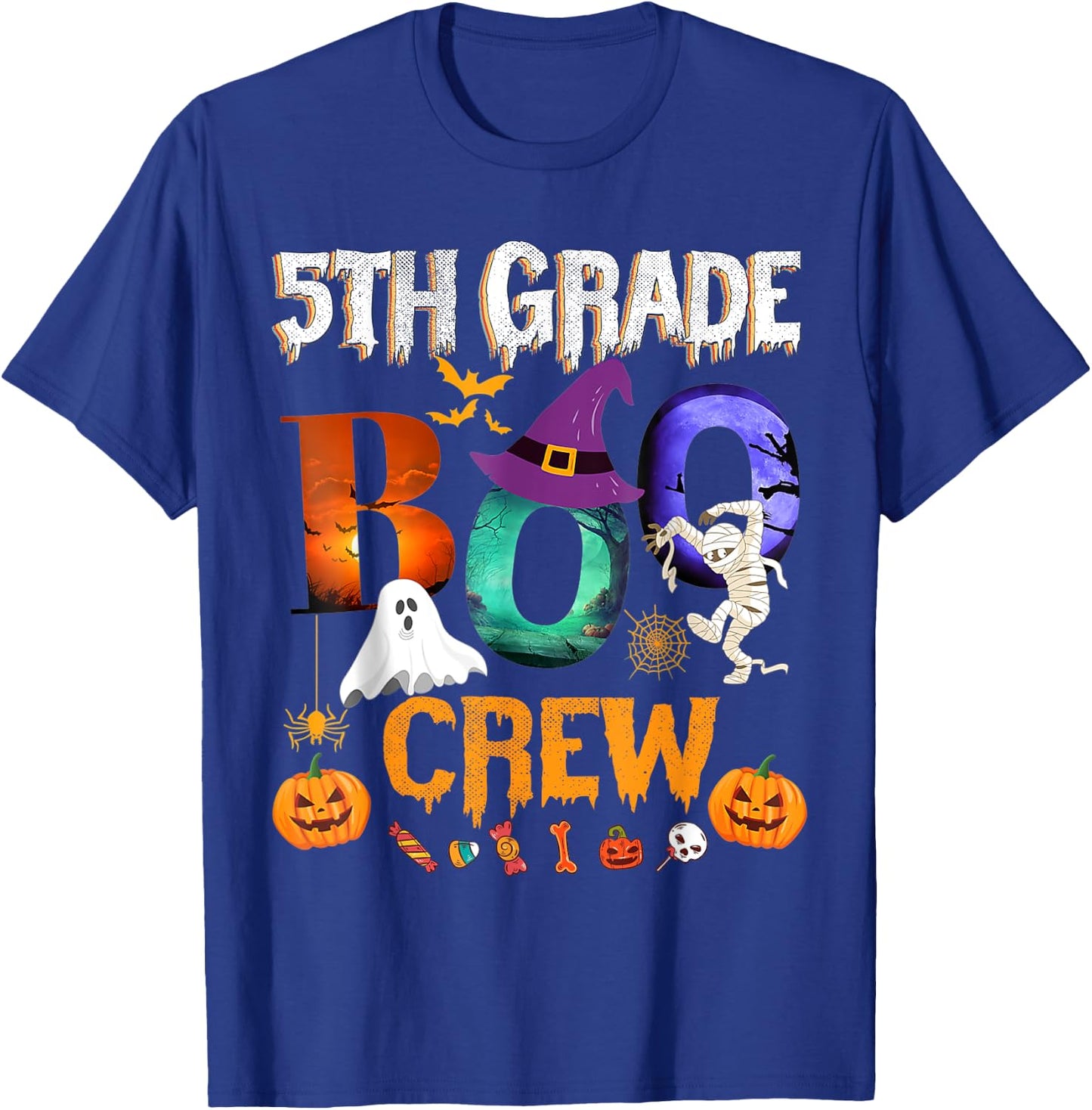 5th Grade Boo Crew Teacher Student Funny Halloween Costume Women Kids T-Shirt - T-Shirt | Royal