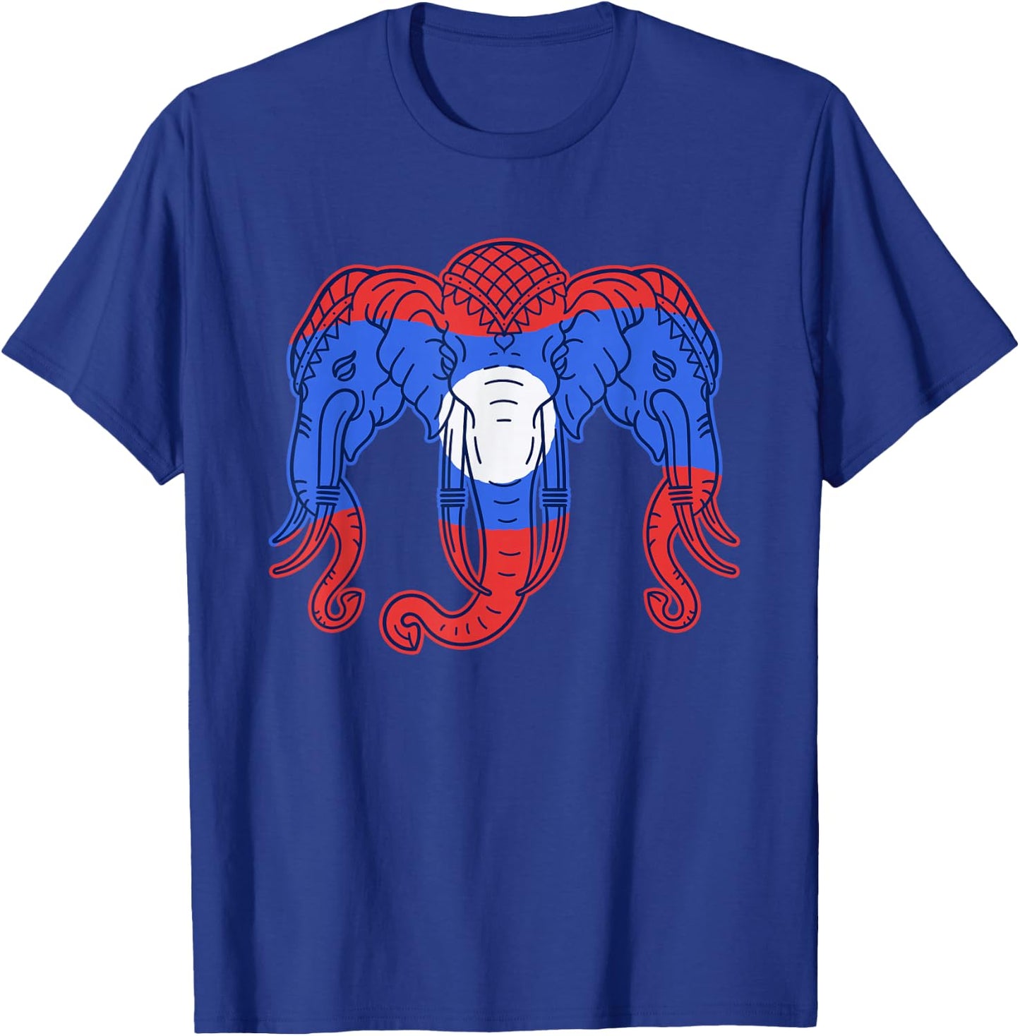 3 Headed Elephant Kingdom of Laos Flag Funny Lao Erawan T-Shirt - T-Shirt | Royal