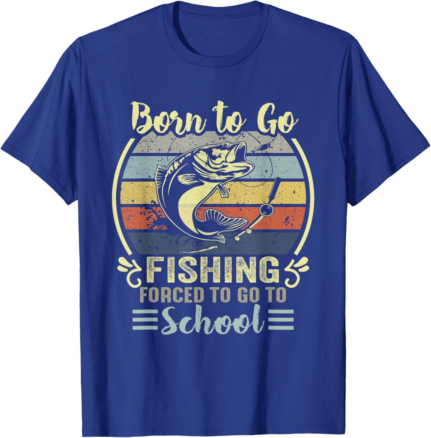 Funny Born to Go Fishing Bass Fish Fisherman Boys Kids Small T-Shirt - T-Shirt | Royal
