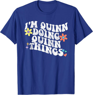 Retro Groovy Im QUINN Doing QUINN Things Funny Mother's Day T-Shirt - T-Shirt | Royal