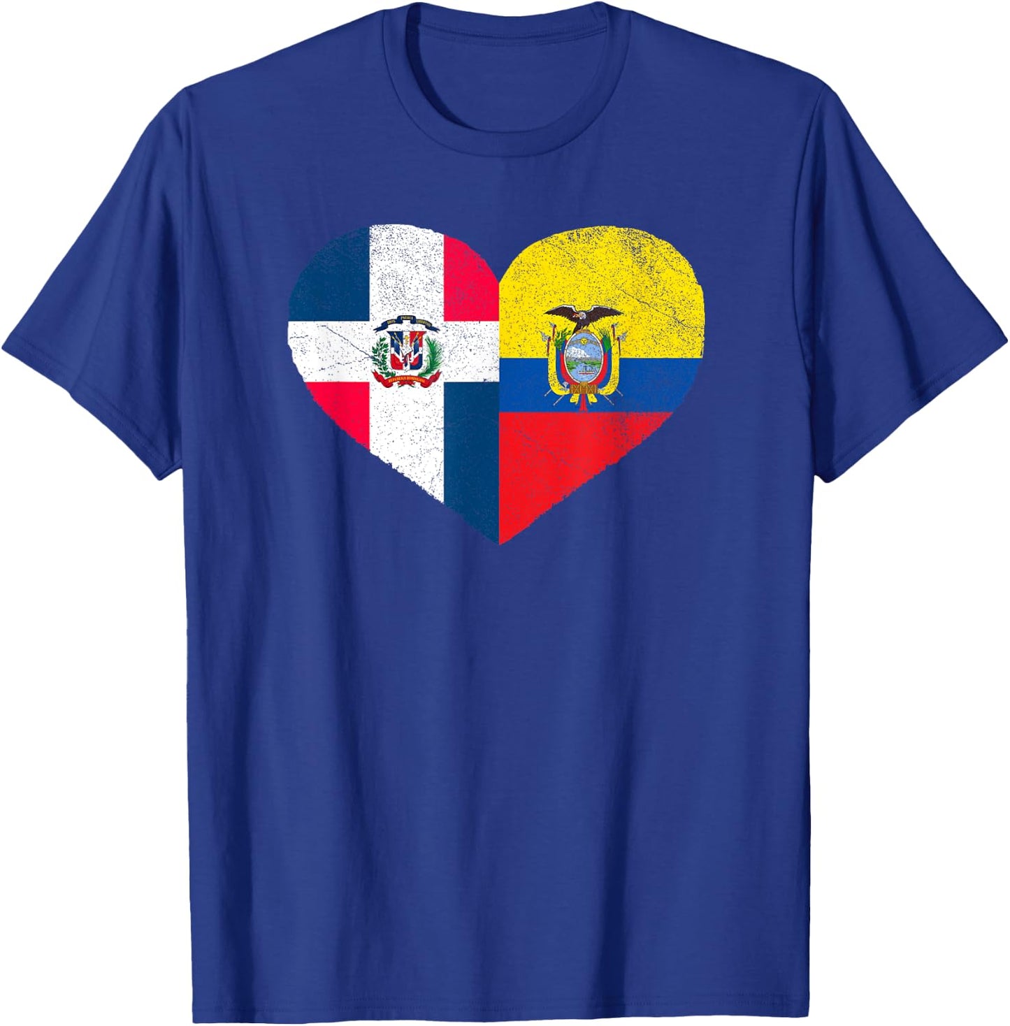 Dominican Ecuadorian Flag Heart Dominican Ecuador T-Shirt - T-Shirt | Royal