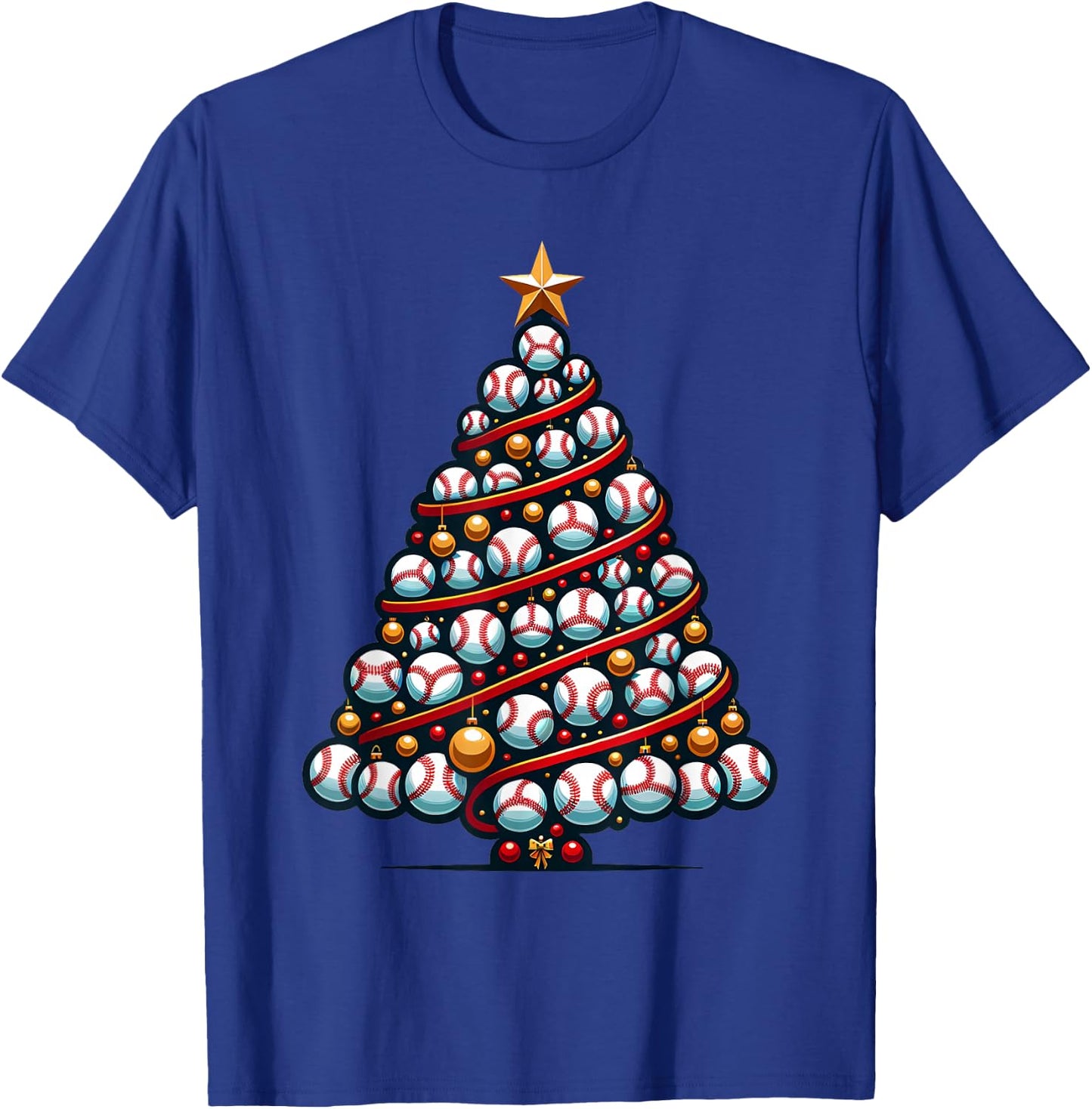 Baseball Christmas Tree For Sports Lovers Player T-Shirt - T-Shirt | Royal