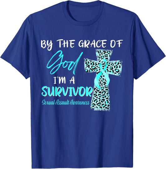 I'm A Survivor Sexual Assault Awareness Teal Ribbon T-Shirt - T-Shirt | Royal