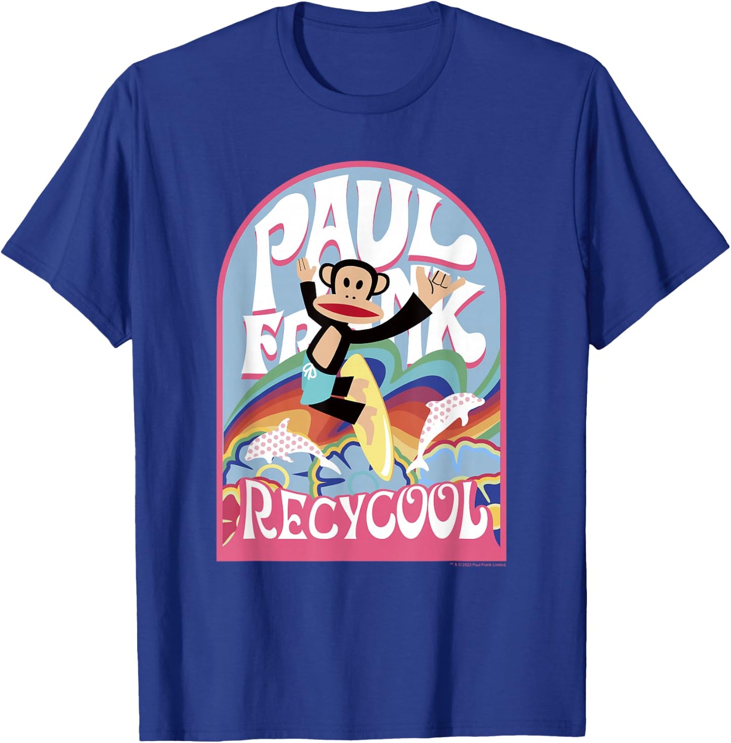 Paul Frank Earth Day Recycool Rainbow Surfing Julius T-Shirt - T-Shirt | Royal