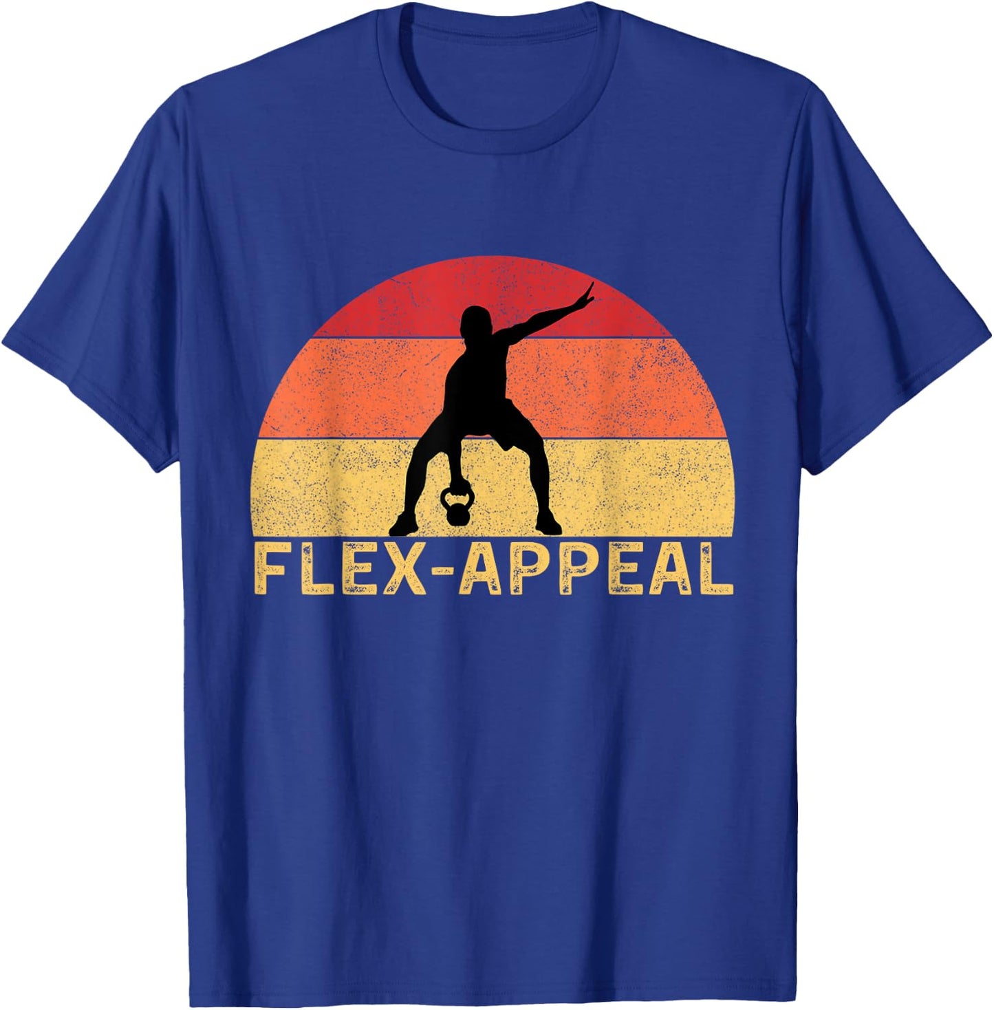 Flex-Appeal Gym Workout Half Retro Sunset Funny T-Shirt - T-Shirt | Royal