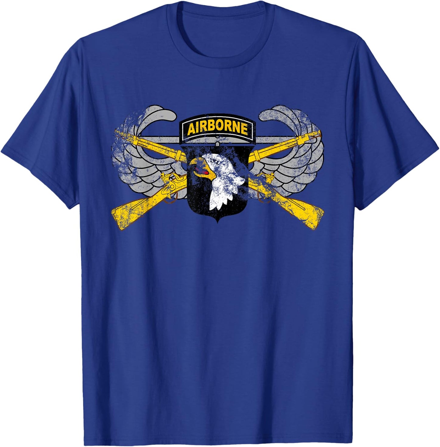 101st Airborne Patch - Infantry Rifles and Air Assault Wings T-Shirt - T-Shirt | Royal