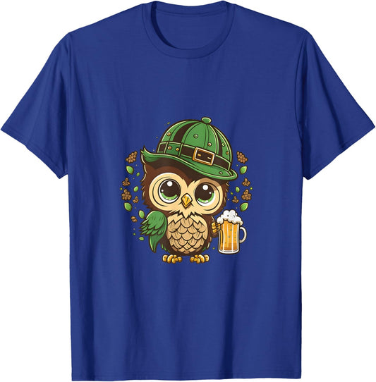 Happy St. Patrick's Day Owl Bird Beer St Pat T-Shirt - T-Shirt | Royal