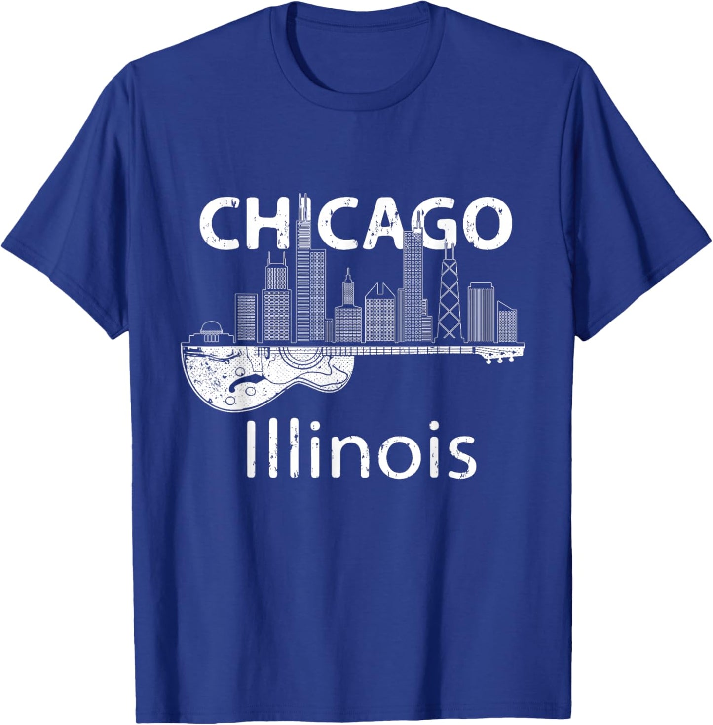 Chicago Souvenir Men Illinois Music Electric Guitar T-Shirt - T-Shirt | Royal