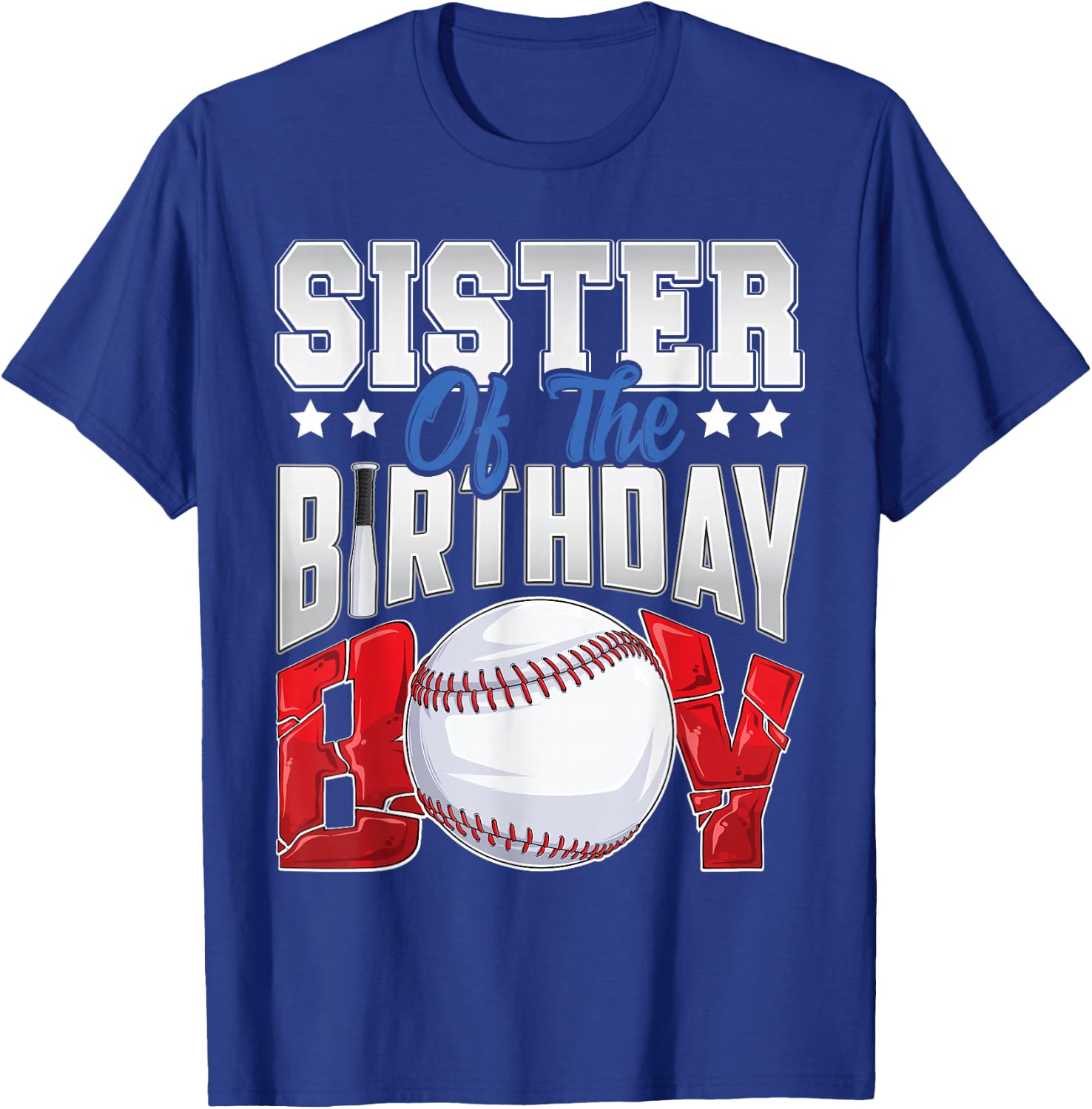 Sister Baseball birthday Boy Family Baller b-day Party T-Shirt - T-Shirt | Royal