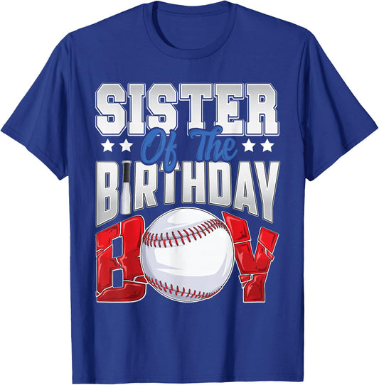 Sister Baseball birthday Boy Family Baller b-day Party T-Shirt - T-Shirt | Royal
